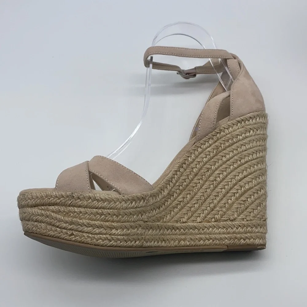 BCBGeneration - Molly Light Nude Pink Suede Strap  Espadrilles Size 8
